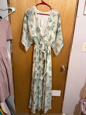 Baltic Born Sage and Cream Floral Wrap Dress